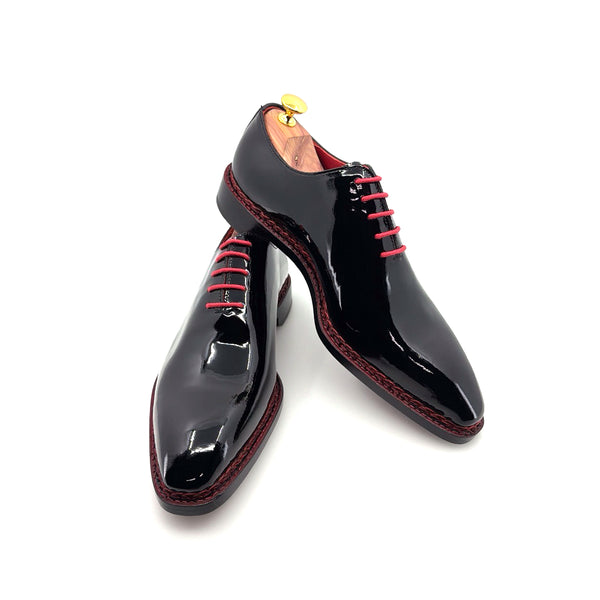 Ugo Vasare Jason Wholecut Patent Calfskin Oxford - Black
