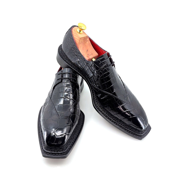 Maurice Legend Custom Made Alligator Lace-Up Shoe - Black