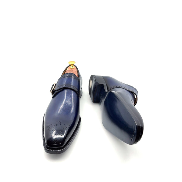 Ugo Vasare Monkstrap Calfskin Shoe - Navy