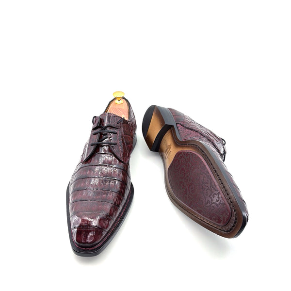Mezlan "Cratos" Crocodile Derby Burgundy