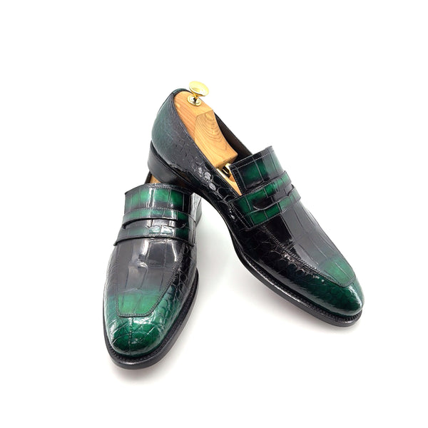 Maurice Mirage Custom Made Alligator Loafer - Green