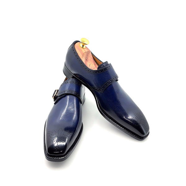 Ugo Vasare Monkstrap Calfskin Shoe - Navy