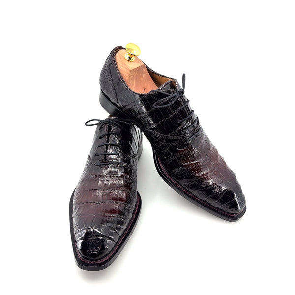 Mezlan Crocodile Oxford - Black/Burgundy