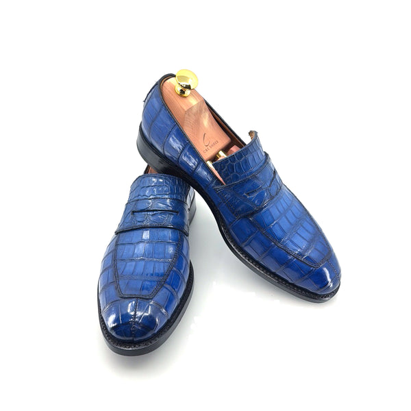 Ugo Vasare Alligator Penny Loafer - Blue