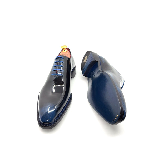 Ugo Vasare Jason Wholecut Patent Calfskin Oxford - Navy