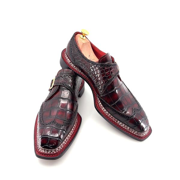 Maurice Custom Alligator Monkstrap Collab With Mr.Salvatore - Burgundy