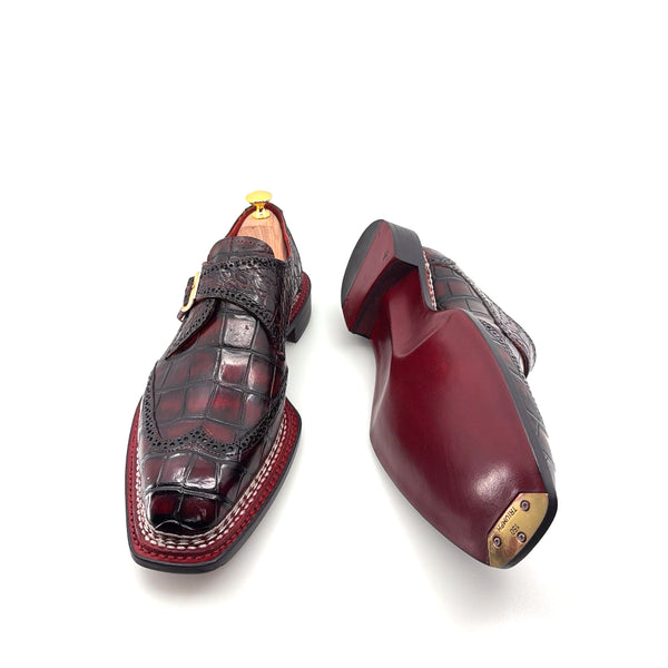 Maurice Custom Alligator Monkstrap Collab With Mr.Salvatore - Burgundy