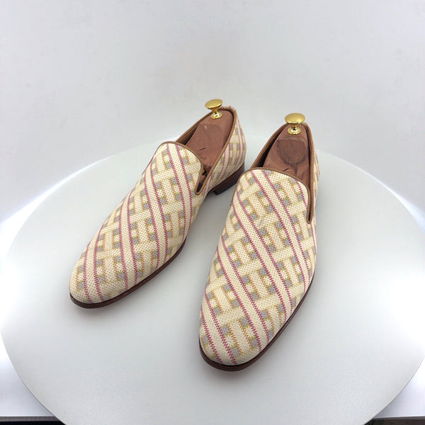 C Collection Printed Leather Loafer - Beige