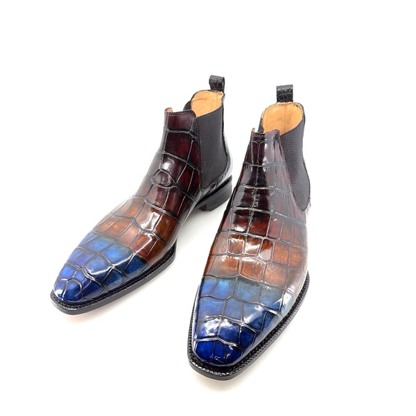 Maurice New York Custom Alligator Boot - Blue/Camel