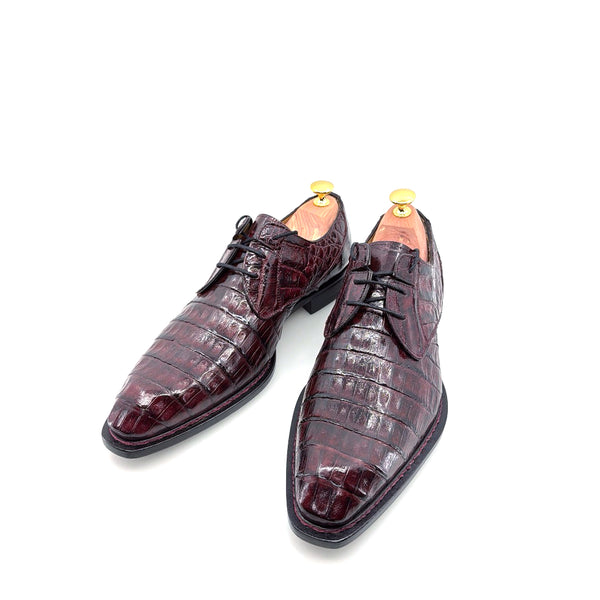 Mezlan "Cratos" Crocodile Derby Burgundy