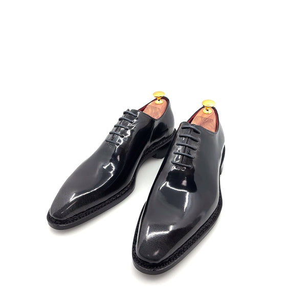 Ugo Vasare Jason Wholecut Patent Calfskin Oxford - Charcoal Grey