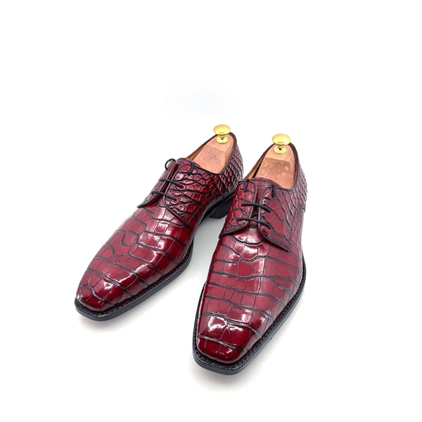 Ugo Vasare Alligator Lace-Up Shoe - Burgundy