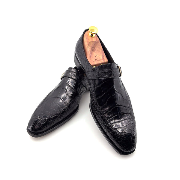 Maurice Sargeant Alligator Monkstrap - Black