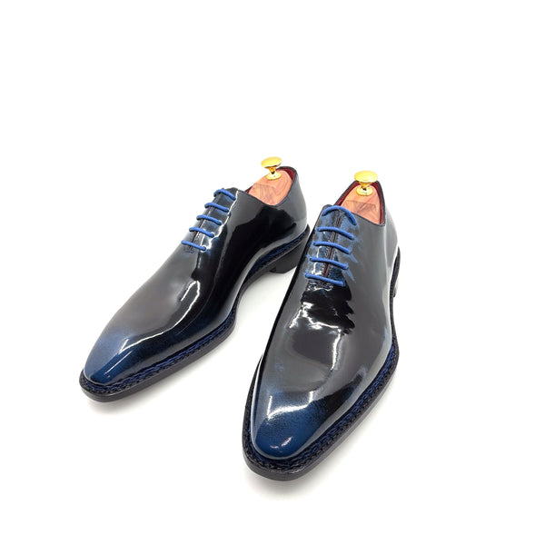Ugo Vasare Jason Wholecut Patent Calfskin Oxford - Navy