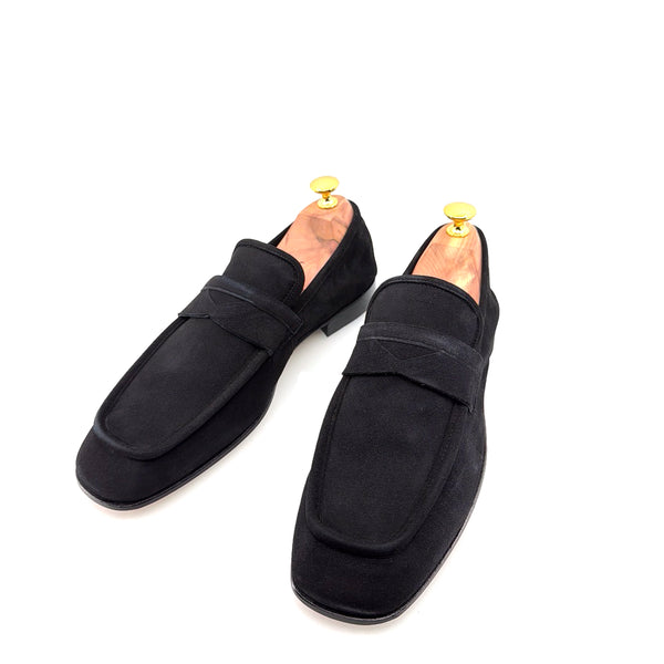 C Collection Suede Penny Loafer - Black