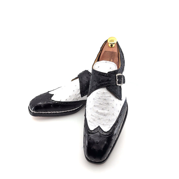 Maurice Palm Desert Custom Made Ostrich Monkstrap - Black/White