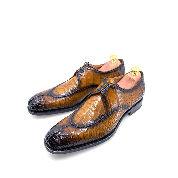 Ugo Vasare Alligator Lace-Up Oxford - Caramel