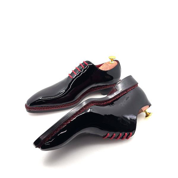 Ugo Vasare Jason Wholecut Patent Calfskin Oxford - Black