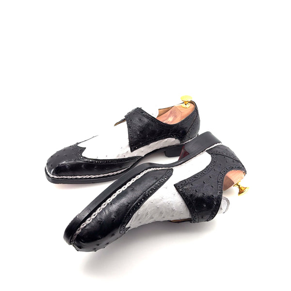 Maurice Palm Desert Custom Made Ostrich Monkstrap - Black/White