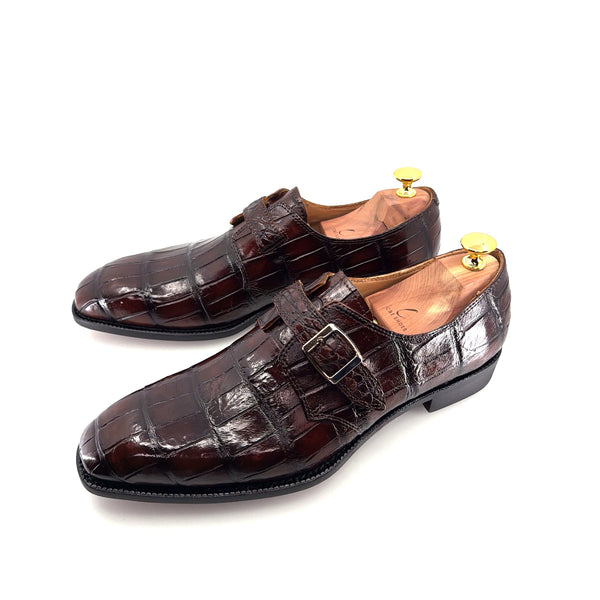 Maurice Raleigh Alligator Monkstrap Shoe - Brown