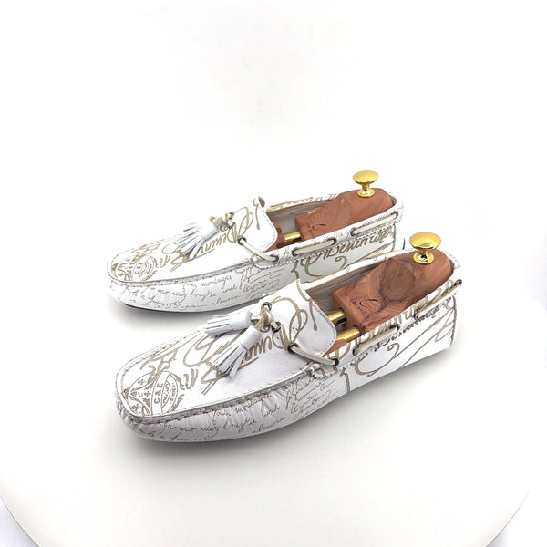 C Collection Graffiti Leather Driver - White