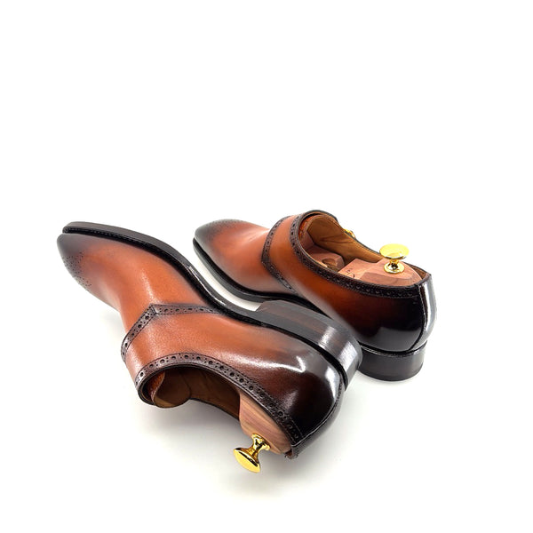 Ugo Vasare Monkstrap Calfskin Shoe - Cognac