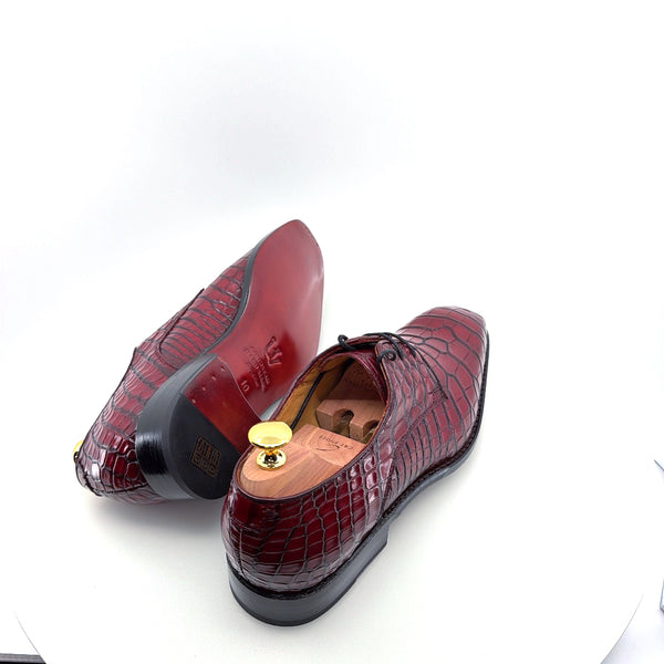 Ugo Vasare Alligator Lace-Up Shoe - Burgundy