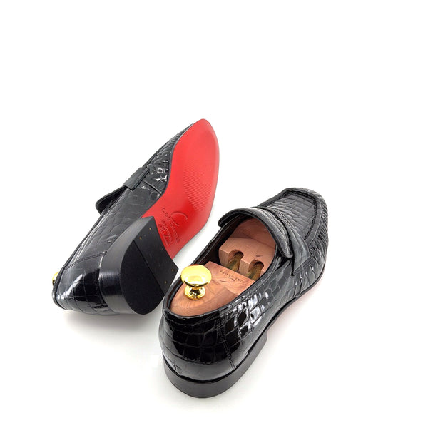 C Collection Crocodile Leather Loafer - Black