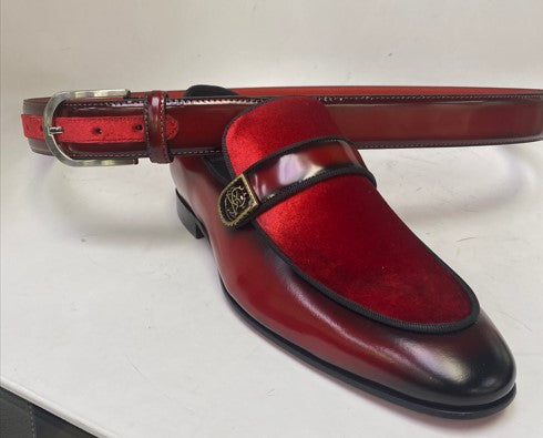 Style: C Collection Leather/Velvet Belt Red