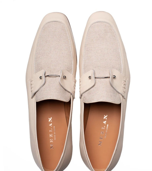 Style: "Saona" Calf/Linen Slip-On Loafer Bone