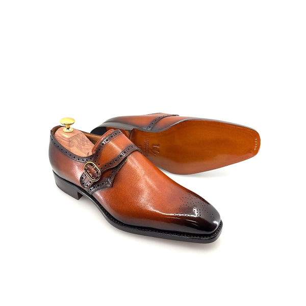 Ugo Vasare Monkstrap Calfskin Shoe - Cognac