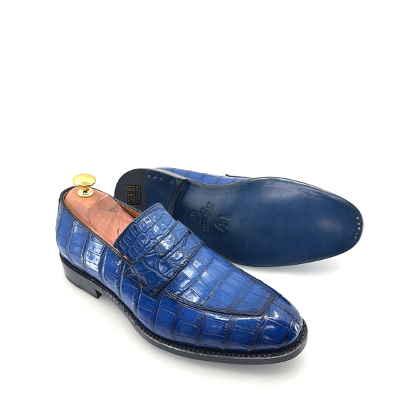 Ugo Vasare Alligator Penny Loafer - Blue