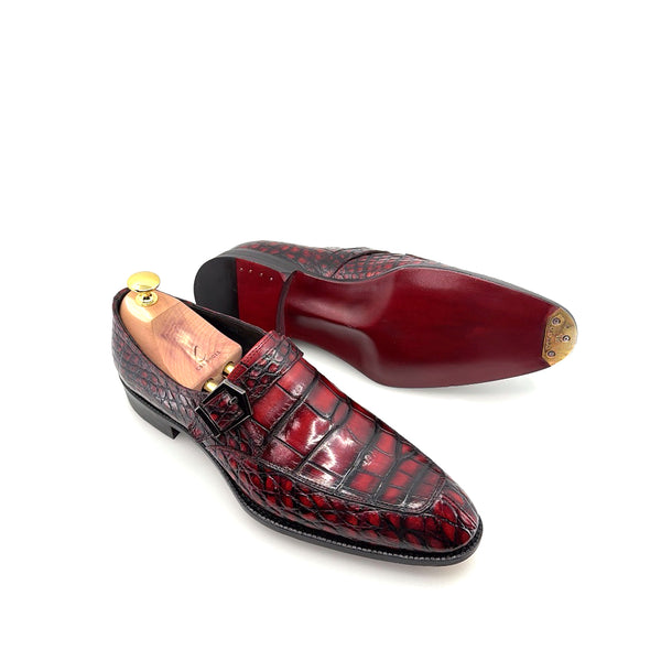 Maurice Sargeant Alligator Monkstrap - Burgundy