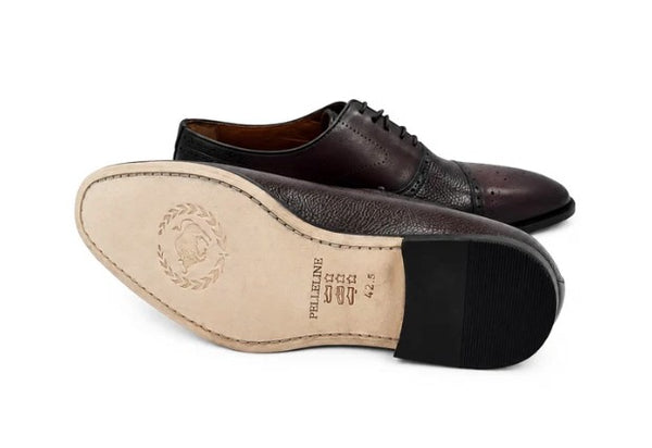 Corrente Deerskin Cap Toe Oxford - Burgundy