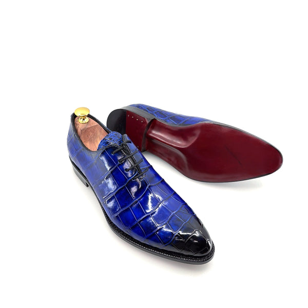Maurice Georgia Alligator Oxford - Cobalt/Blue