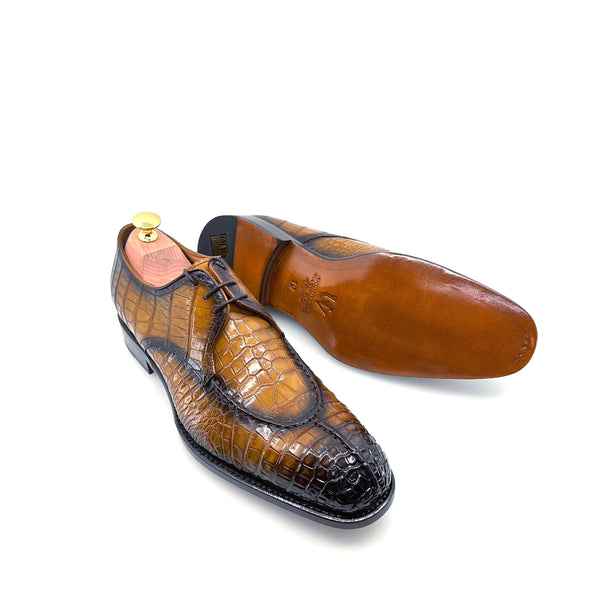 Ugo Vasare Alligator Lace-Up Oxford - Caramel