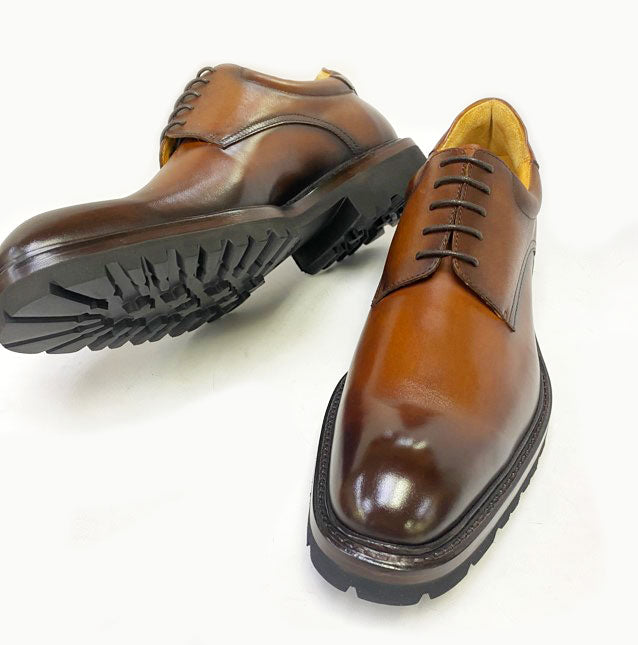 Ugo Vasare George Tan Pebble Grain Leather Fur Boots