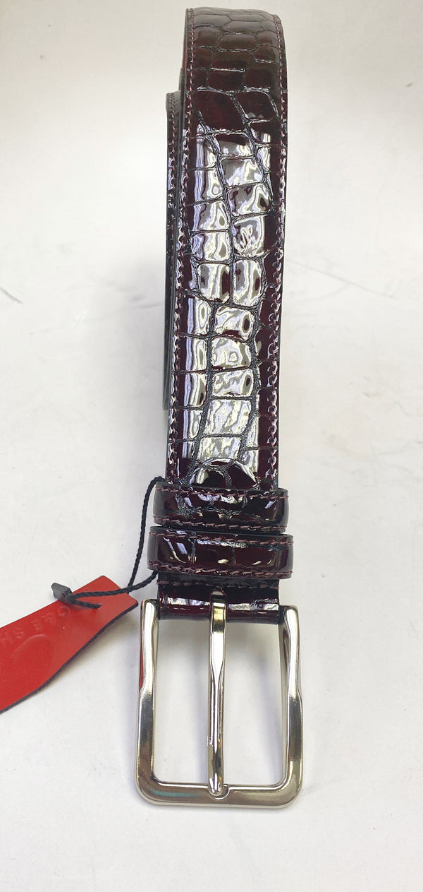 Style: C Collection Croco Embossed Leather Belt Burgundy