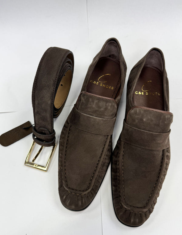 Style: C Collection Suede Belt Brown
