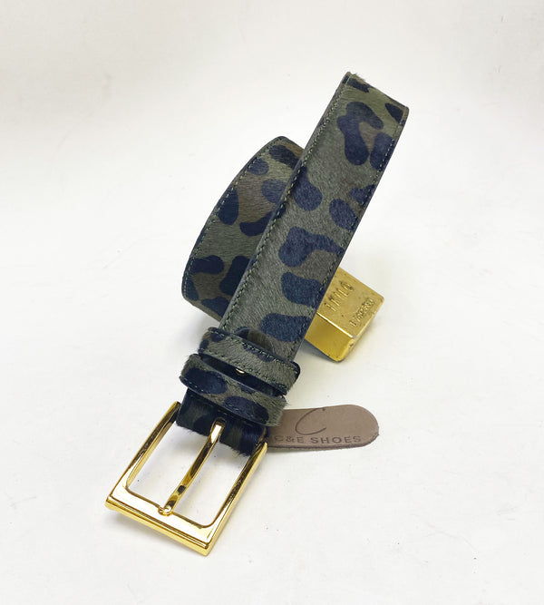 Style: C Collection Leopard Printed Pony Hair Belt Green