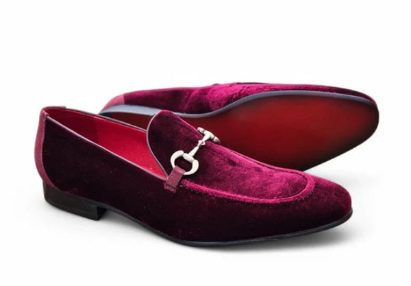 Velvet Slip-On Loafer Burgundy