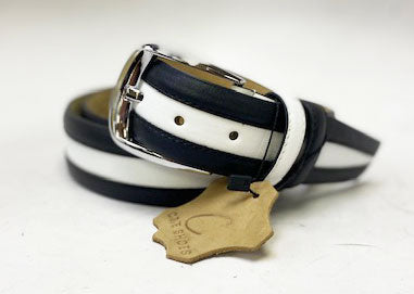 Style: C Collection Leather Belt Black/White