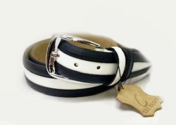 Style: C Collection Leather Belt Black/White