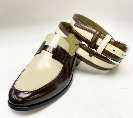 Style: C Collection Leather Belt Brown/Beige