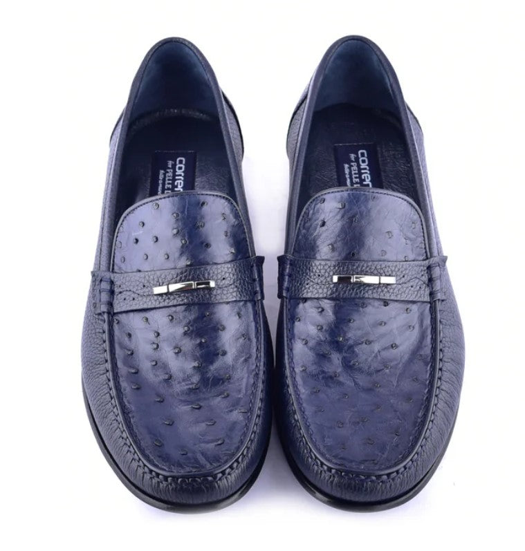 Corrente Style 3898 Ostrich Loafer Blue