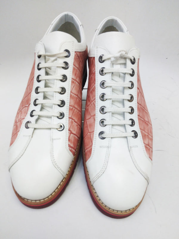 Corrente Printed Calfskin Lace-Up Oxford White