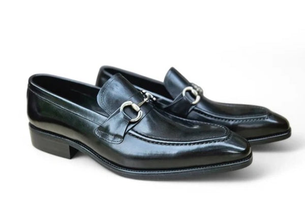 Burnished Calfskin Slip-On Loafer Black