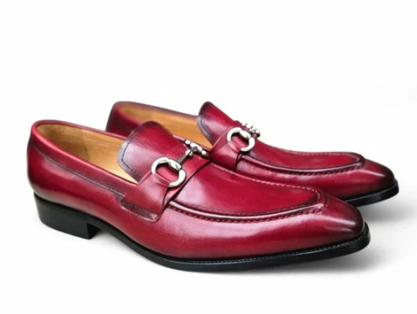 Burnished Calfskin Slip-On Loafer Red