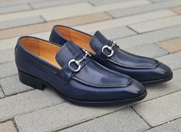 Burnished Calfskin Slip-On Loafer Blue