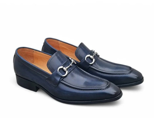 Burnished Calfskin Slip-On Loafer Blue